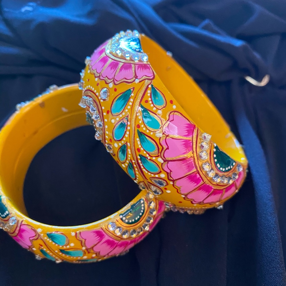 Pair of hand painted bangles